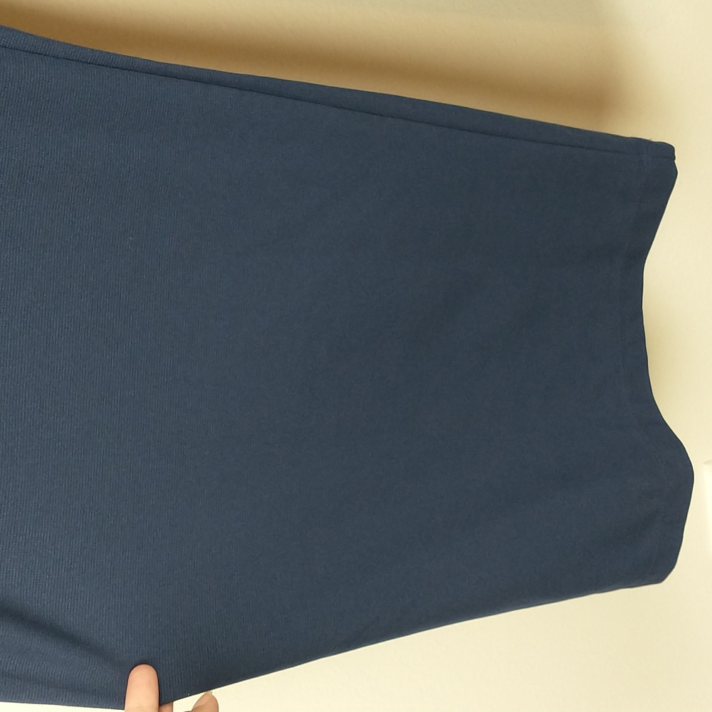 NEW HALARA Flex High Waist Plicated Waffle Knit Wide Leg Pants Large Petite Navy - Picture 6 of 12